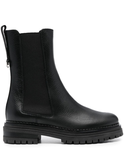 Sergio Rossi Slip-on Leather Boots In Black