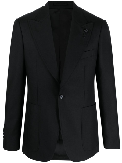 Lardini Safety Pin-detail Single-breasted Blazer In Schwarz