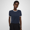 Theory Ringer Tee In Organic Cotton In Nocturne Navy/white - Xxg