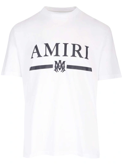 Amiri Puff White Crewneck T-shirt With Logo In Cotton Man