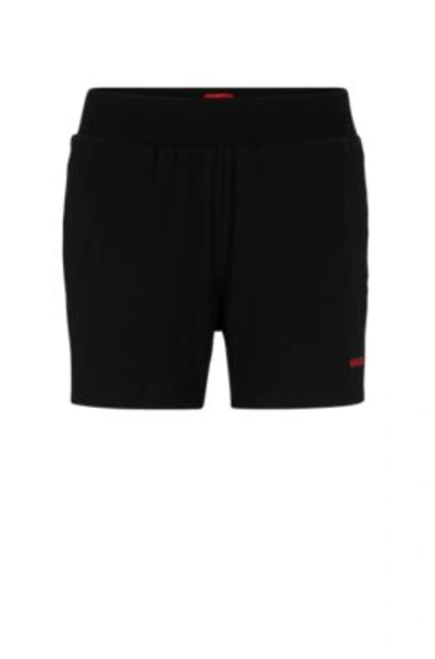 Hugo Single-jersey Loungewear Shorts With Contrast Logo In Black