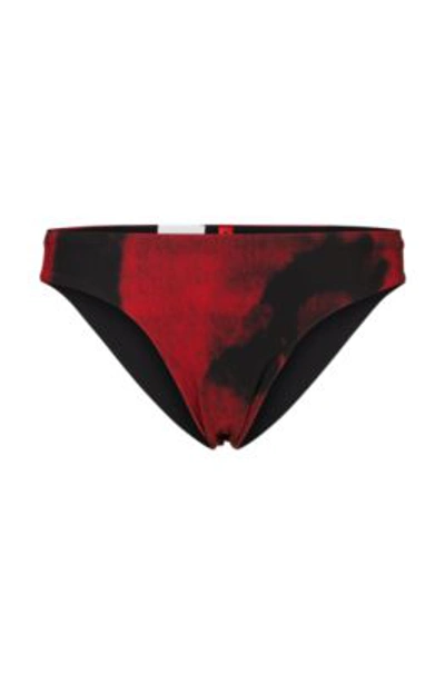Hugo Seasonal-print Bikini Bottoms With Logo Detail In Light Red