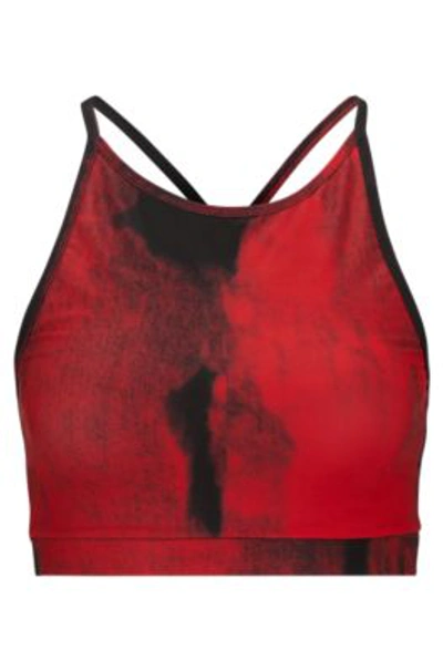 Hugo Printed Bikini Bralette In Quick-drying Stretch Fabric In Light Red