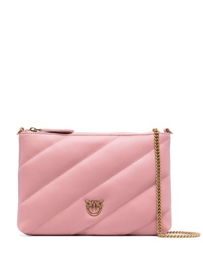Pinko Quilted Leather Crossbody Bag In Pink