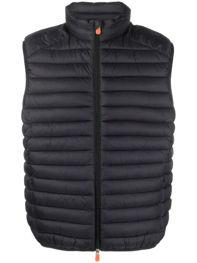 Save The Duck Logo-patch Padded Gilet In Black