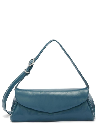 Jil Sander Cannolo Grande Leather Bag In Blue