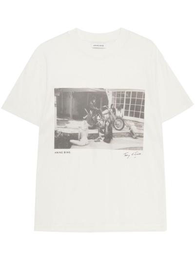 Anine Bing Lili Rolling Stones Cotton T-shirt In Ivory
