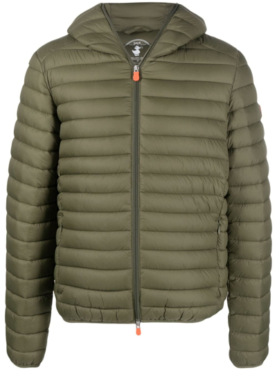 Save The Duck Logo-patch Padded Jacket In Green