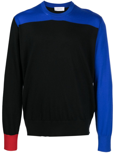 Ferragamo Men's Colorblock Cashmere Sweater In Blue