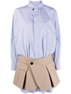 SACAI STRIPED SKIRT-OVERLAY SHIRTDRESS