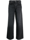 Agolde Cropped Wide-leg Jeans In Black