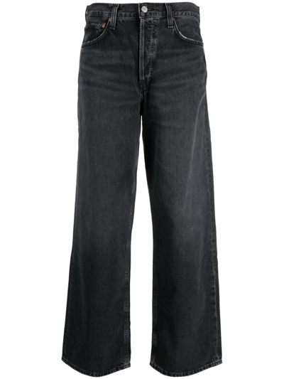 Agolde Straight-leg Low-rise Jeans With Classic Five-pocket Styling In Black