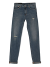 DONDUP RIPPED-DETAIL STRAIGHT-LEG JEANS