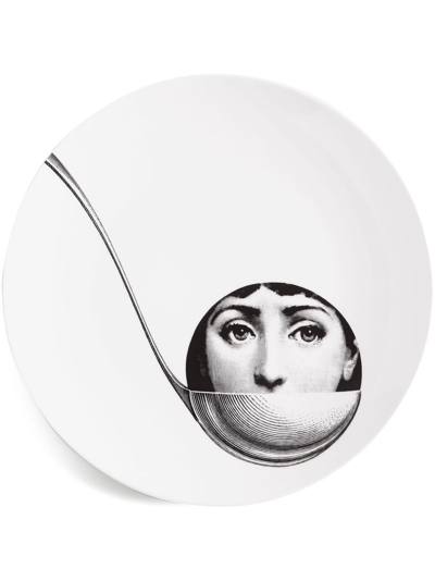 Fornasetti Tema E Variazioni N.162 Hand-decorated Wall Plate In White