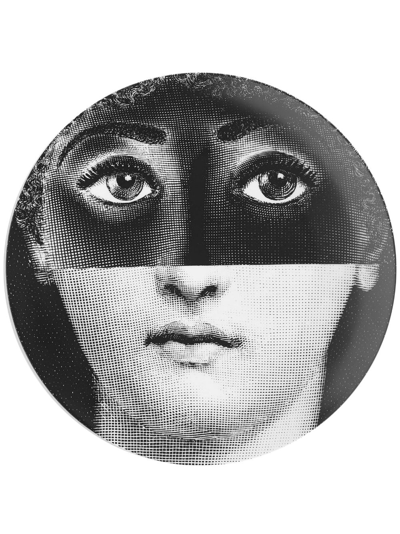 Fornasetti Tema E Variazioni N.225 Hand-decorated Wall Plate In Black