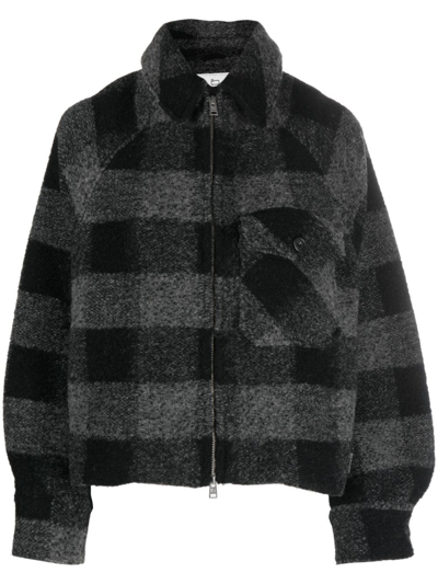 Woolrich Plaid-check Zip-up Jacket In Grey