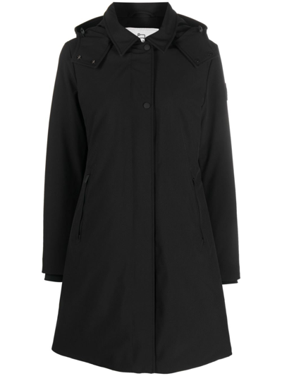 Woolrich Hooded Parka Coat In Black