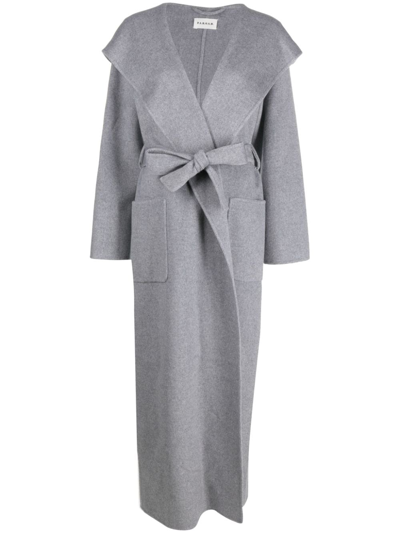 P.a.r.o.s.h Hooded Cashmere Maxi Coat In Grey