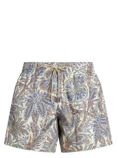 Etro Paisley Foliage-print Swim Shorts In Multicolour