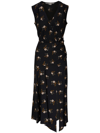 Veronica Beard Wixson Floral Sleeveless A-line Midi Dress In Black