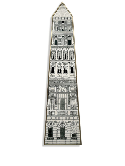 Fornasetti Obelisco Hand-decorated Panel In Neutrals