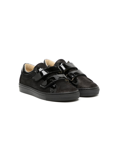 Andanines Kids' Touch-strap Patent Leather Sneakers In Black