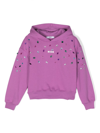 Msgm Crystal-embellished Logo-print Hoofie In Purple