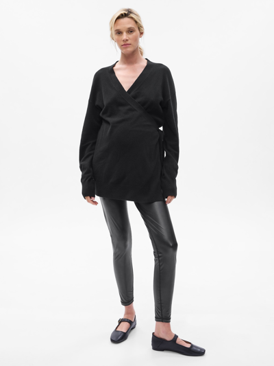 Gap Maternity Cashsoft Wrap Sweater In Black