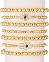 Eye Candy La 18k Plated Cz Crystal Hamsa & Evil Eye Stretch Bracelet Set