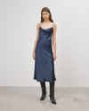 Nili Lotan Enora Silk Short Dress In Marine Blue