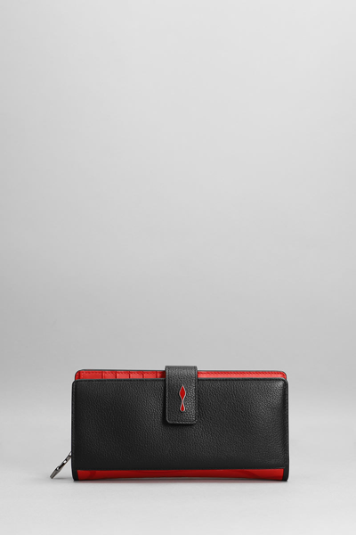 Christian Louboutin Paloma Rubber-trimmed Textured-leather Wallet In Black