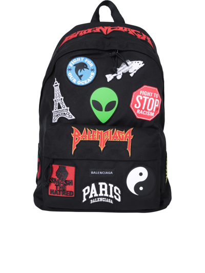 Balenciaga Explorer Logo-patch Backpack In Black