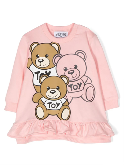Moschino Babies' Abito Con Stampa In Pink