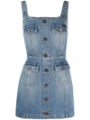 BALMAIN BLUE SLEEVELESS DENIM MINI DRESS,BF1R2270DD6219906661