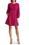 Eliza J Long Sleeve A-line Dress In Magenta