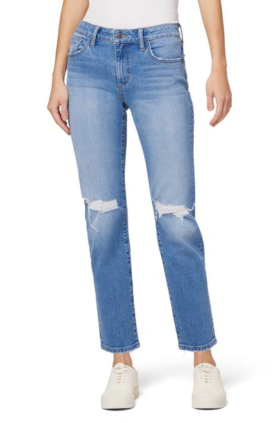 Joe's Distressed Ankle Crop Straight Leg Jeans In Derval