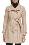 Guess Belted Trench Coat In Khaki/ White