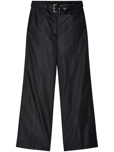 Prada Belted Straight-leg Trousers In Black