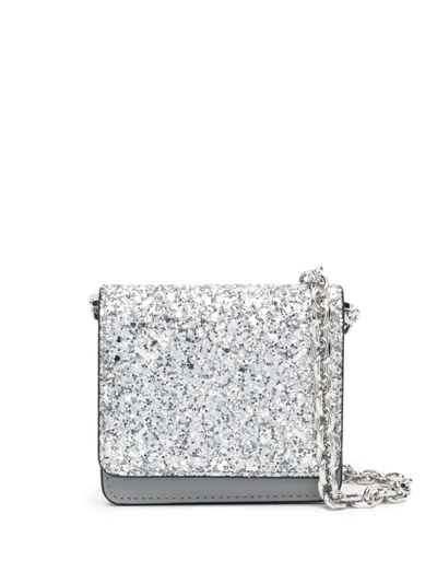 Maison Margiela Glitter Chain-link Leather Wallet In Grey