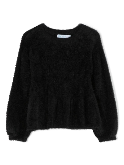 Abel & Lula Kids' Brushed-effect Knitted Jumper In Black