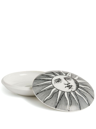 Fornasetti Sole Hand-decorated Porcelain Dish In White