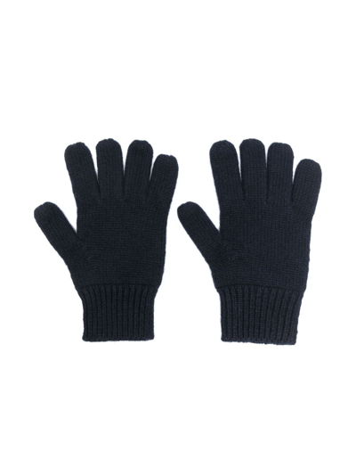Bonpoint Kids' Ribbed-knit Cashmere Gloves In Blue