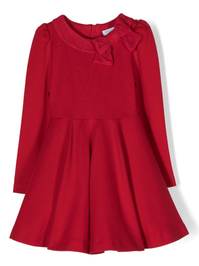 Abel & Lula Kids' Glitter-embellished Bow Dress In Red