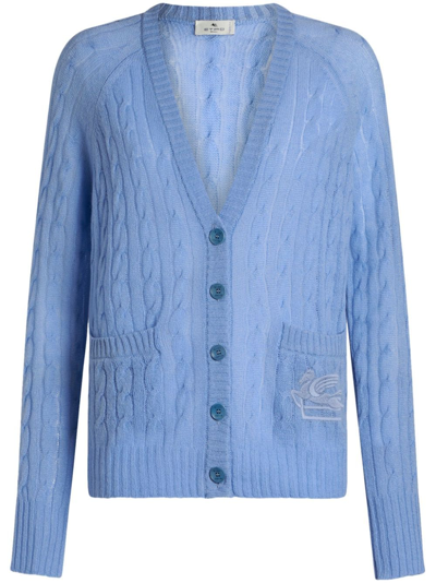 Etro Braided Pattern Cardigan In Light Blue