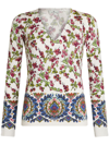 ETRO BERRY-PRINT V-NECK KNITTED TOP
