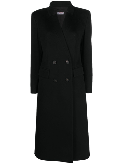 Alberto Biani Double-breasted Virgin-wool Coat In Black
