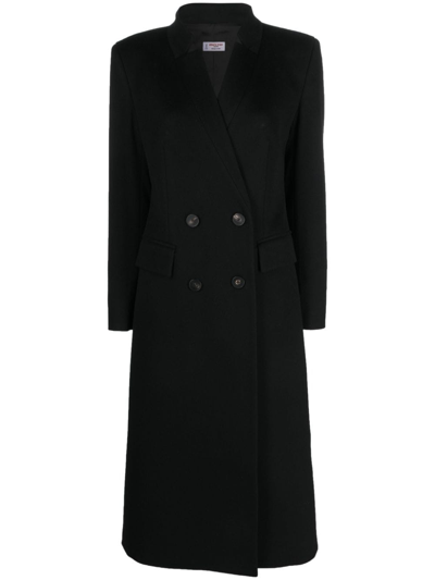 Alberto Biani Double-breasted Virgin-wool Coat In Black  