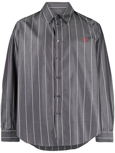 Martine Rose Vertical-stripe Long-sleeve Shirt In Grey