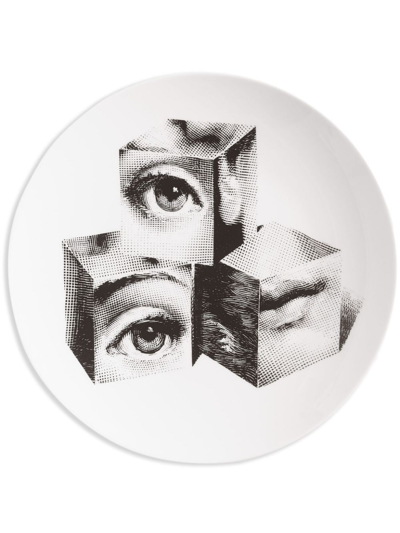 Fornasetti Tema E Variazioni N.112 Hand-painted Wall Plate In White
