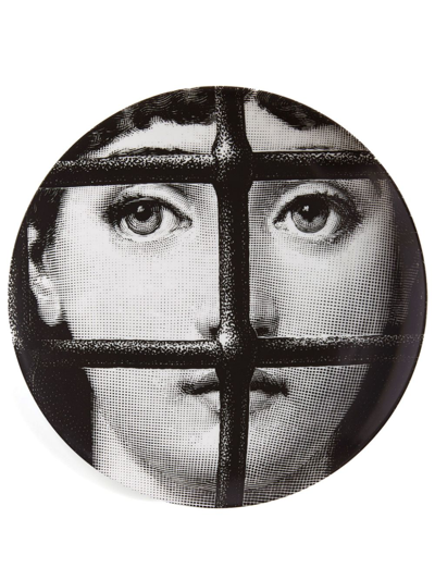 Fornasetti Tema E Variazioni N.121 Hand-painted Wall Plate In Black